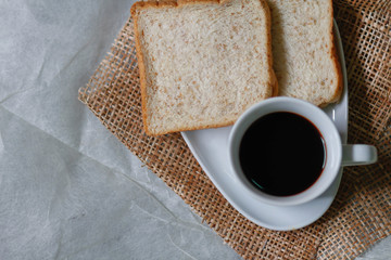 coffee and Whole wheat bread