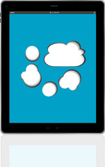 Cloud-computing connection on the digital tablet pc. Conceptual image