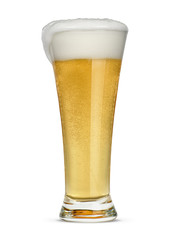 glass of light beer isolated