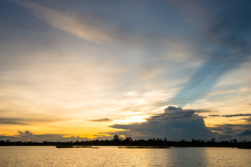 sunset on the lake landscape