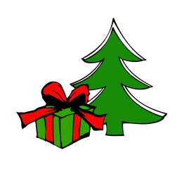 Weihnachtsbaum mit Geschenk