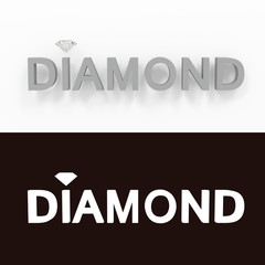 Diamond - gray text on a white background - 3D rendered royalty free stock picture.