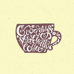 Coffee cup lettering