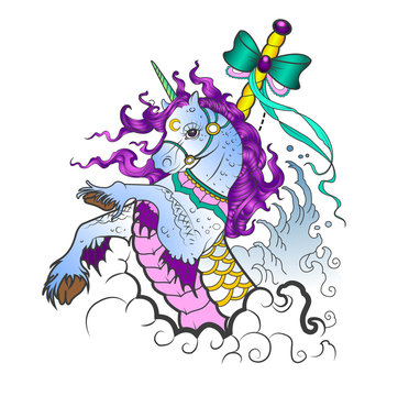 Fototapeta Unicorn vector illustration in cartoon style