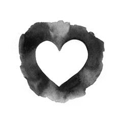 Creased old paper with handmade black heart background.