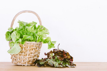 Fototapeta na wymiar Vegetables for salad in the basket