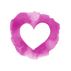Naklejka na ściany i meble Watercolor painted pink heart frame element for your design
