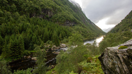 Fototapeta na wymiar Black River in Sayan Mountains, Siberia