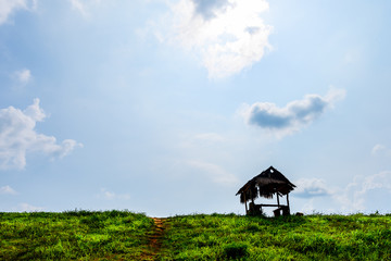 Fototapeta na wymiar lonely hut on hill