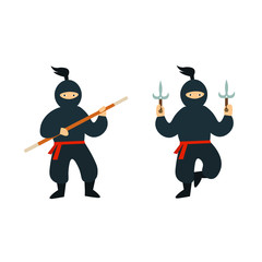 Cartoon Ninja Set. Vector