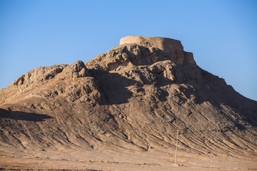 View to the Zoroastrian Tower of Silence in Yazd, Iran