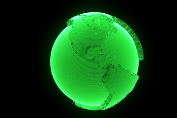 Earth in Wireframe Hologram Style. Nice 3D Rendering
