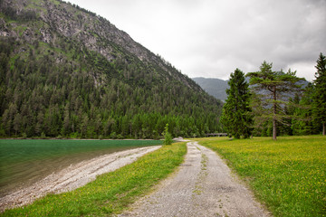 Fototapeta na wymiar Beautiful scenery around Heiterwanger lake (Heiterwanger See), Austria
