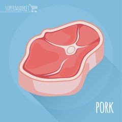 Flat design pork vector icon.