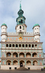 Fototapeta na wymiar facade of town hall in Old Market Square, Poznan, Poland