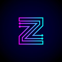 Letter Z logo design template,Technology abstract dot connection vector logo - obrazy, fototapety, plakaty
