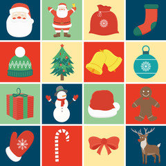 Christmas icon set. Decoration elements. Vector