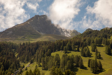 Beautiful mountain views from dowtown Davos, Switzerland