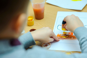 At a lesson of the fine arts