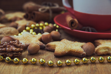 Christmas cookies with tea