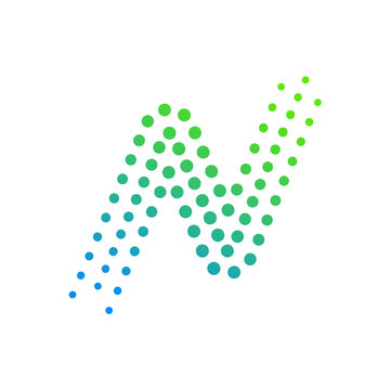 Letter N logo.Dots logo,dotted shape logotype vector design