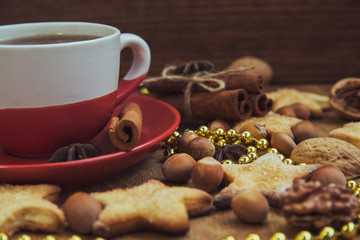 Christmas cookies with tea
