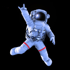 Astronauta na biegunach na czarnym tle, ścieżka pracy - 126268113