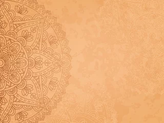 Foto op Canvas Horizontal background with oriental round pattern and texture of old paper. Vector illustration. © annagarmatiy