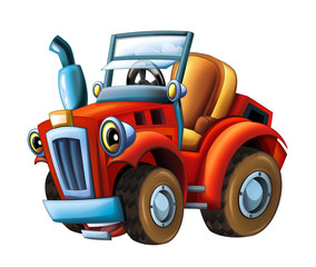 Cartoon farm tractor- isolated - illustration for children