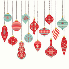 Christmas Ornaments,Christmas Balls Decorations, Christmas Hanging Decoration set - obrazy, fototapety, plakaty