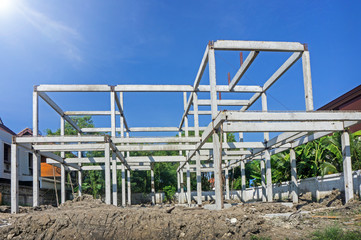 New residential construction home concrete framing