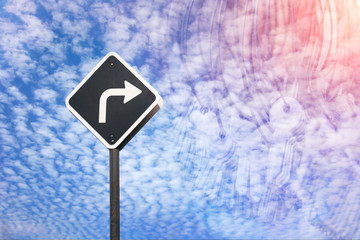 Right way concept by traffic sign and many key in blending mode