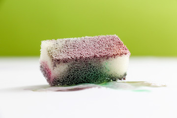 Sponge with watercolor paint. color concept