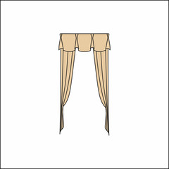 curtains Interior design sketch.Window curtains