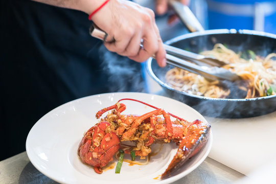 delicious sea plate in pan
