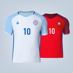 Color soccer T-shirts of France. Football team equipment