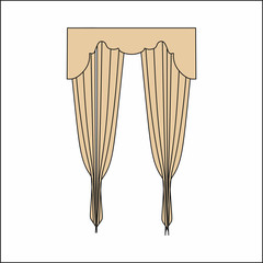 curtains Interior design sketch.Window curtains
