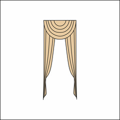 curtains Interior design sketch.Window curtains