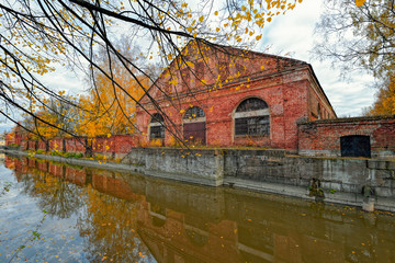 Fototapeta premium Obvodny (Bypass) channel in Kronstadt at Kotlin island, Russia