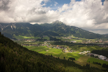 Fototapeta na wymiar Panoramic views from the Ehrenberg castle ruins, Austria