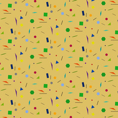 Vector illustration seamless pattern Geometric shapes. On beige background and without background