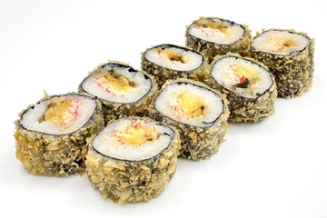 Japanese seafood sushi , roll on a white, isolated