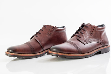 Brown leather shoes for men