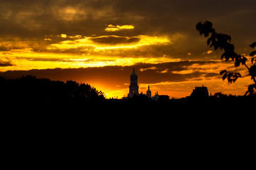 View of Pechersk Lavra at sunset