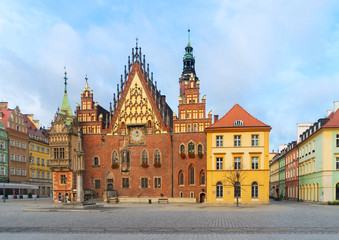 Naklejka premium old gothic town hall building in Wroclaw, Poland