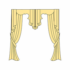 curtains Interior design sketch.Window curtains