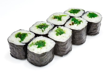 Japanese seafood sushi , roll on a white, isolated