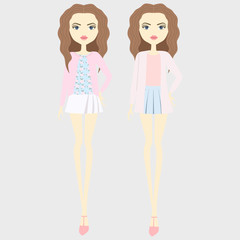 young girl in fashionable clothes. 