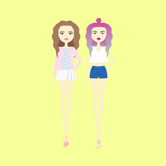 young girl in fashionable clothes. 