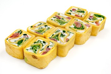 Japanese seafood sushi , roll on a white, isolated